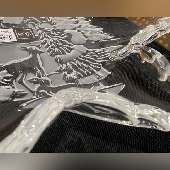 MIKASA Glass Star Shaped Christmas Tree Embossed Holiday Platter Germany NWOT - Picture 2 of 8